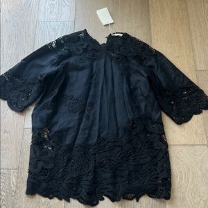 Ulla Johnson Black Linen Tunic with Slip